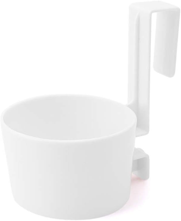 Over-The-Cabinet Hair Dryer Rack, Hair Dryer Holder Holster for Master, Guest, Kid's Bathroom, Vanity - White, 5.4" x