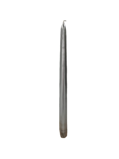 D'light Online Elegant 12" Unscented Metallic Silver Taper Candles, Premium Quality Hand-Dipped Tapered Candles, Dripless and Smokeless - Set of 12 (12 Inch, Metallic Silver)