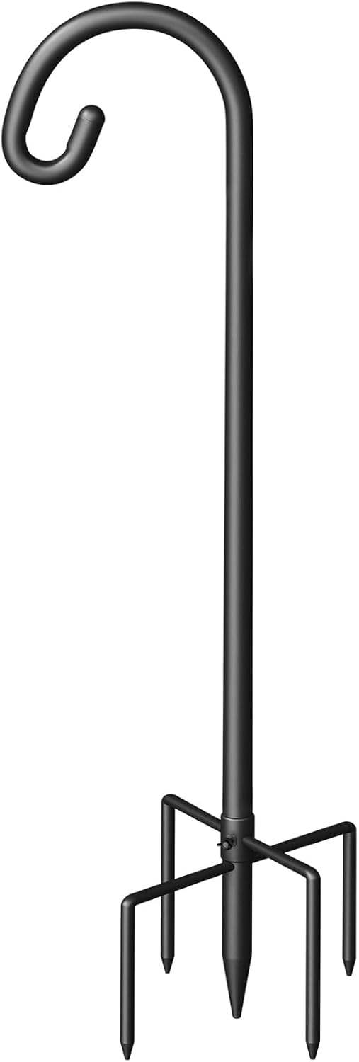 Surprizo 5 Shepherd Hook for Outdoor, Heavy Duty Bird Feeder Pole with Prong Base, Adjustable Height Bird Feeder Stand
