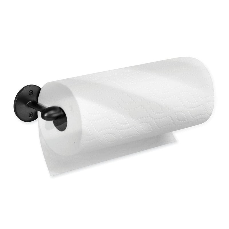iDesign Orbinni Wall Mounted Metal Paper Towel Holder, Roll Organizer for Kitchen, Bathroom, Craft Room, 13.75" x 2.5" x 4.25", Matte Black