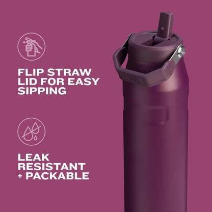 Stanley IceFlow 24 OZ Water Bottle - Insulated Stainless Steel with Built-In Straw | Lightweight & Leak-Resistant | Black