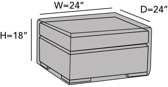 300D 24W 24D 18H, Covermates Elite Square Ottoman Cover Heavy-Duty Polyester, Water-Resistant, Mesh Vent, Drawcord