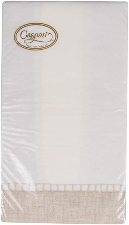 12 Package Caspari Linen Border Paper Linen Guest Towel Napkins in Natural, Per