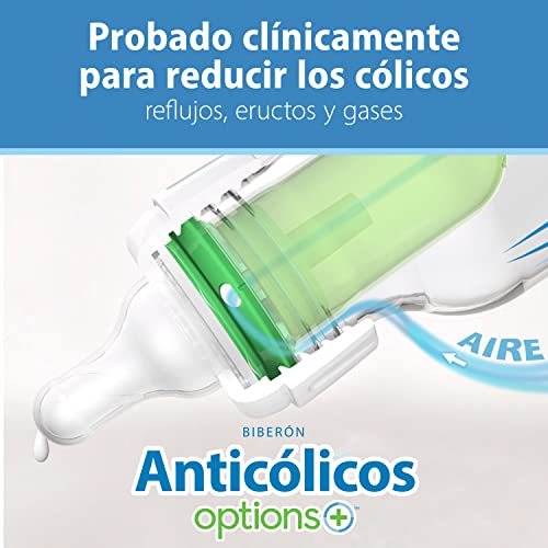 Dr. Brown's Natural Flow Anti-Colic Options+ Narrow Baby Bottle, 2 oz/60 mL, with Preemie Flow Nipple, 0m+, 4 Pack