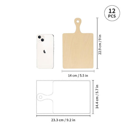 PYD Life 12 Pack Plywood Sublimation Cutting Board Blanks with Handle 9 x 5.5 Inch,Rectangle Wood Chopping Board for Sublimation DIY Craft Christmas Thanksgiving Home Kitchen Decor