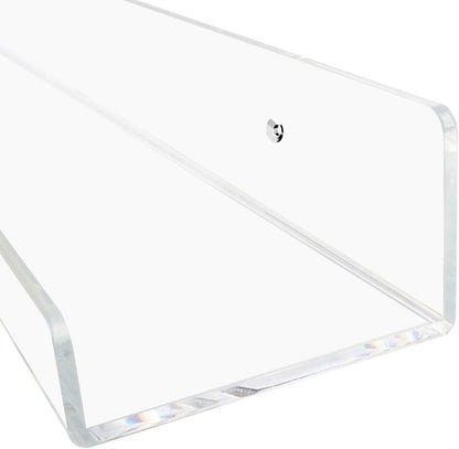 15" (15 Inch 4Pack) Weiai Clear Acrylic Shelf Invisible Floating Wall Ledge Bookshelf, Kids Book Display Shelves Wall