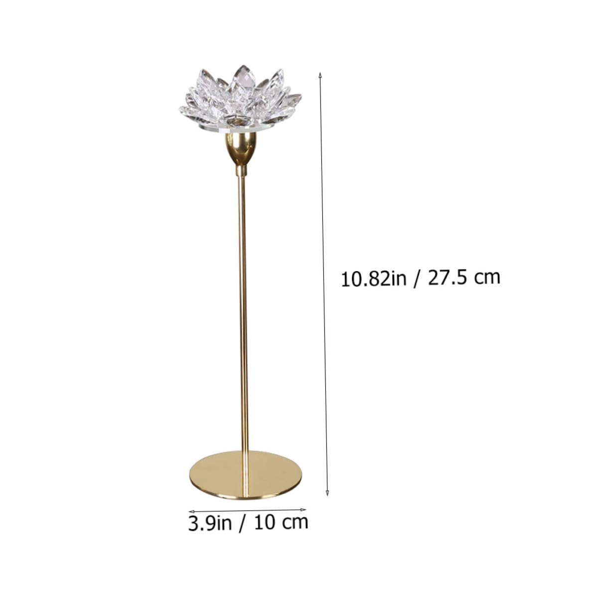 Tofficu Crystal Lotus Candlestick Small Metal Candle Holder Gold Wedding Dining Room Decorative Candlestick Stand