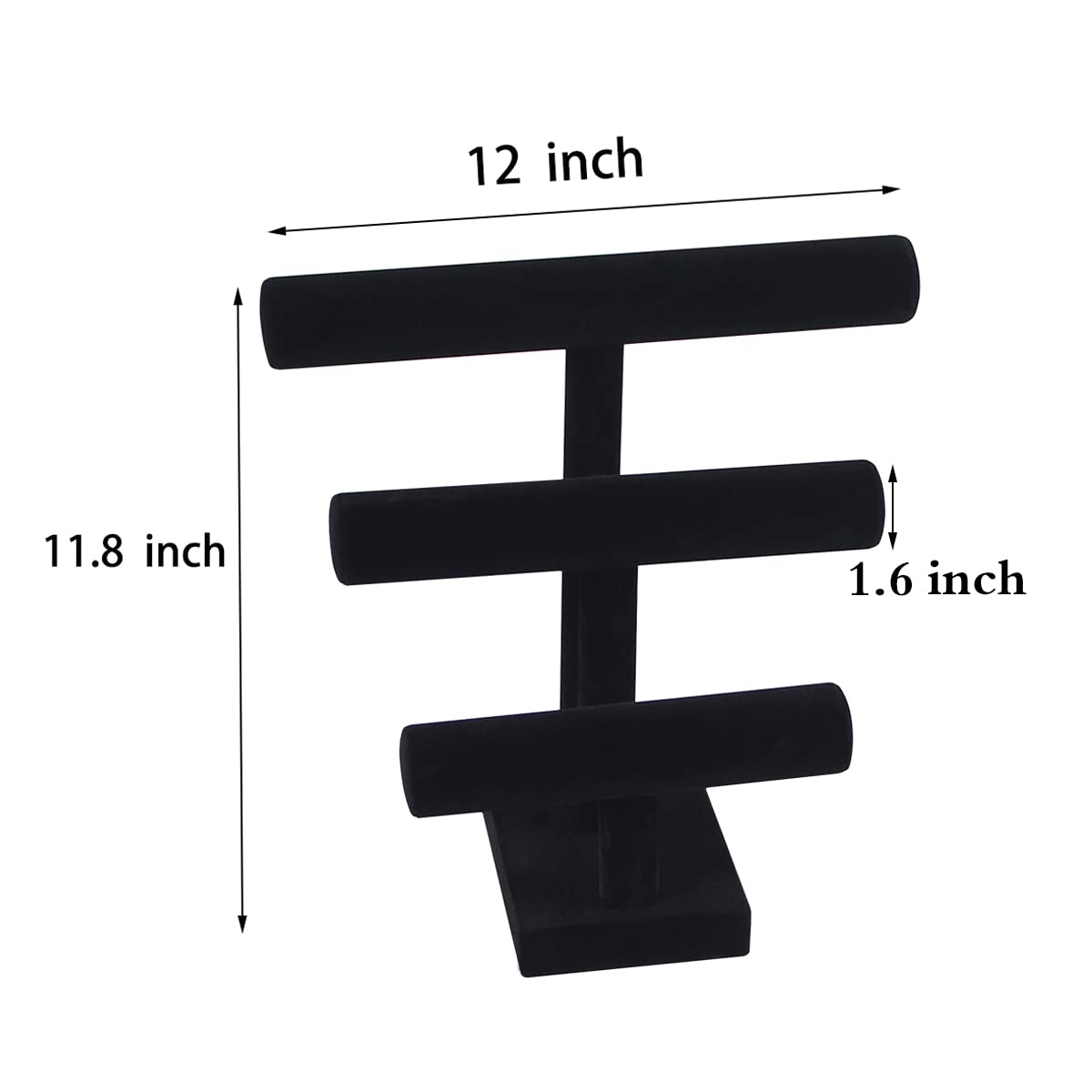 ByKen Jewelry T Bar Bracelet Display Stand,Bracelet Organizer Holder,Jewelry Display Stand, Necklace Bangle Scrunchie Watch Organizer (Black, 3 tier)