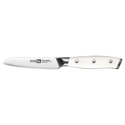 Klaus Meyer Stahl 3.5 inch Paring Knife High Carbon Exclusive German Steel Fruit Knife, Small Kitchen Knife with Ergonomic Handle (White)