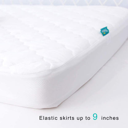 Regine Switzerland Crib Mattress Protector Sheets - 2 Pack Waterproof & Noiseless | 52" x 28" White & Gray