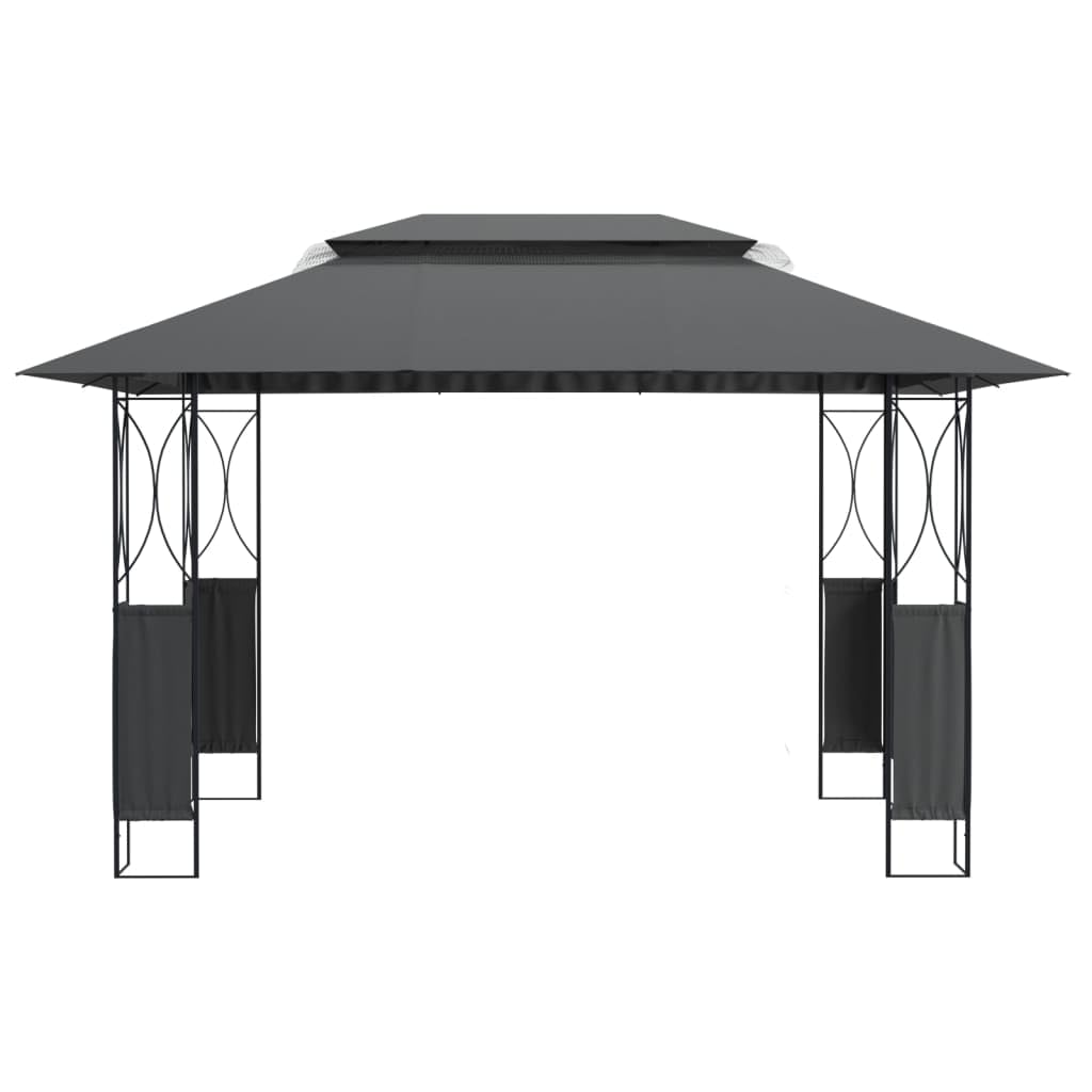 Dark Gray Steel Rectangular Gazebo, 157.5x118.1 Inch Water-Resistant Outdoor Canopy for Patio, Garden, Large Capacity for 10 People Outdoor Structures