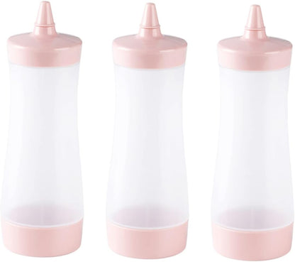 3PCS Sauce Squeeze Bottle, Plastic Oil Bottle, BBQ Sauce Bottle, Small Squeeze Bottles for Salad Dressing, Ketchup,