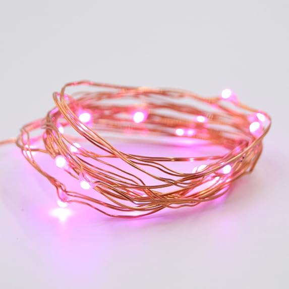 6 20 Hometown Evolution, Inc. Pink Fairy Lights - Battery Operated - Foot Pink LED Micro Lights on Copper Wire