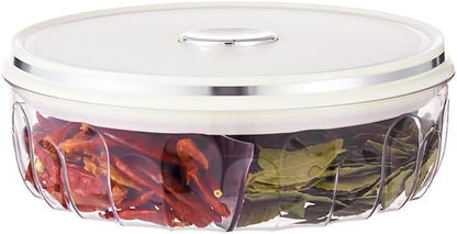 Tremeals 5-Compartment Round Spice Organizer Box with Lid Clear Seasoning Container for Kitchen BPA-Free Food Grade