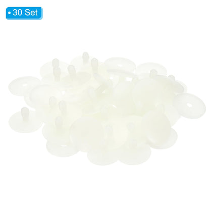 PATIKIL 30mm Doll Joints, 30 Set Plastic Removable Animal Joints Connector Engage Bolt for Bear Limbs Making Head Joints DIY Crafts Accessories, White