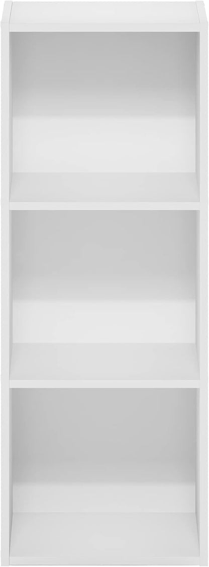 Furinno Pasir Open Shelf Bookcase, 3-Tier, No Tool Assembly, White