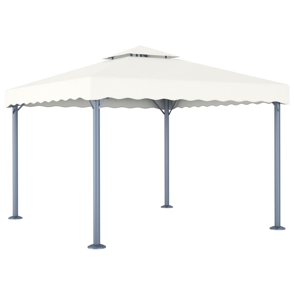 Xhnifbn Cream Aluminum Outdoor Gazebo 118 x 118 Inch, UV-Resistant Canopy Tent, Square Freestanding Shelter with Modern Design for Backyard, Patio, Garden & Deck