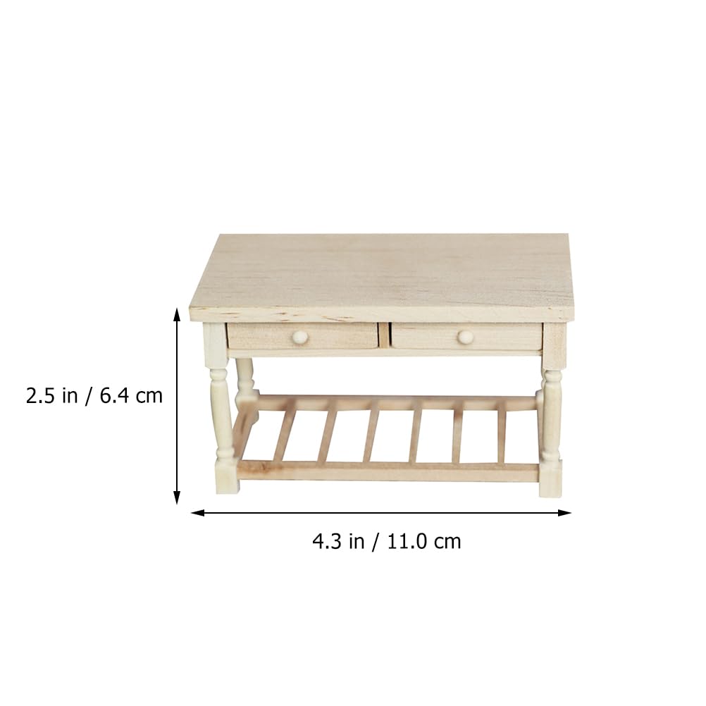 Mini Furniture Model Adorable Furniture Ornament Wooden Decoration Mini Desk Model Mini House Desk Simulation Furniture Mini House Furniture Miniature Adornment Wooden Mini Desk