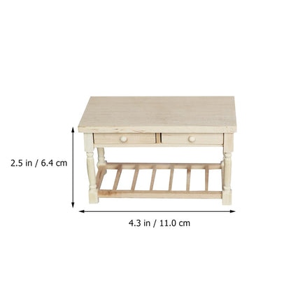Mini Furniture Model Adorable Furniture Ornament Wooden Decoration Mini Desk Model Mini House Desk Simulation Furniture Mini House Furniture Miniature Adornment Wooden Mini Desk
