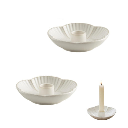 Candle Holder,Ceramic Candlestick Holder,Decorative Candle Holder for Taper Candles for Halloween,Christmas,Wedding Parties,Dinning,Birthday, Anniversary Decorations (2PCS,White)