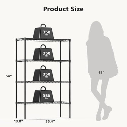DUMOS 5 Tier Metal Wire Rack Shelf Heavy Duty Standing Shelves Adjustable Steel Closet Shelving Unit Organizers and Storage for Kitchen Bathroom Pantry Office, 13.78" D x 35.43" W x 69.29" H