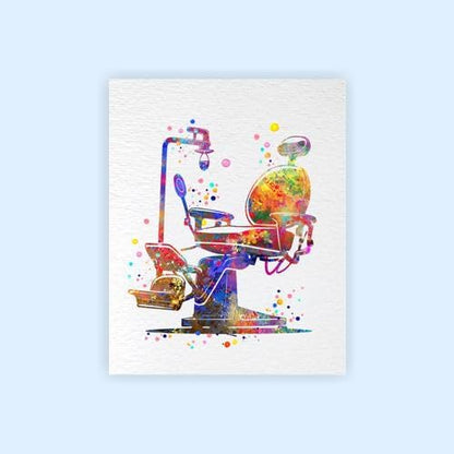 Dignovel Studios 8X10 Unframed Dentist Chair Art Print, Dental Tools Medical Wall Decor