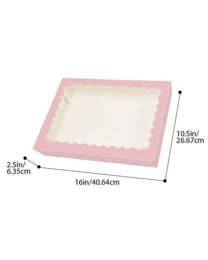 qiqee Auto-pop Up Pink Cookie Box with Window 16x10.5x2.5 Inch 24Pcs Bakery Pastry Macaron Bakery Box for Packaging