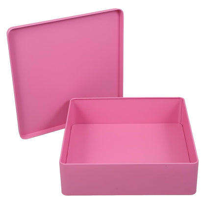 Cabilock Large Square Tinplate Storage Box with Lid for Cookies Snacks and Metal Container for Kitchen Organization and Home Storage 7.87X7.87X2.2 Inches