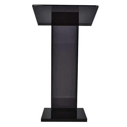FAiruo Podium Acrylic Lectern Pulpit Media Podium Table Black Transparent Podium for, Church, Award Ceremony, Party Stage