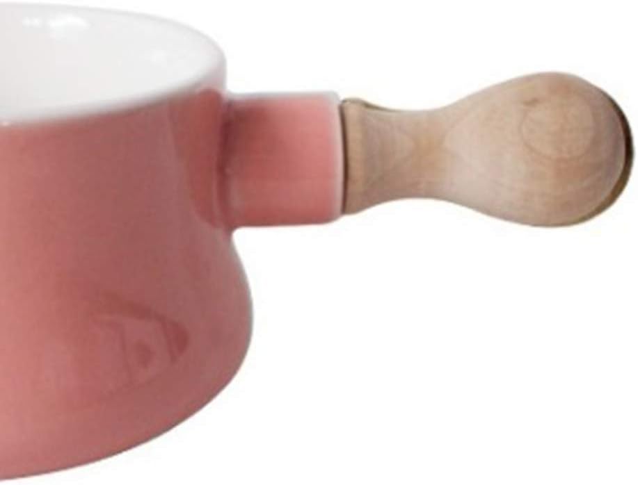 Cabilock Enamel Mini Saucepan with Wooden Handle | Non-Stick Ceramic Butter Warmer Frying Pan 380ML