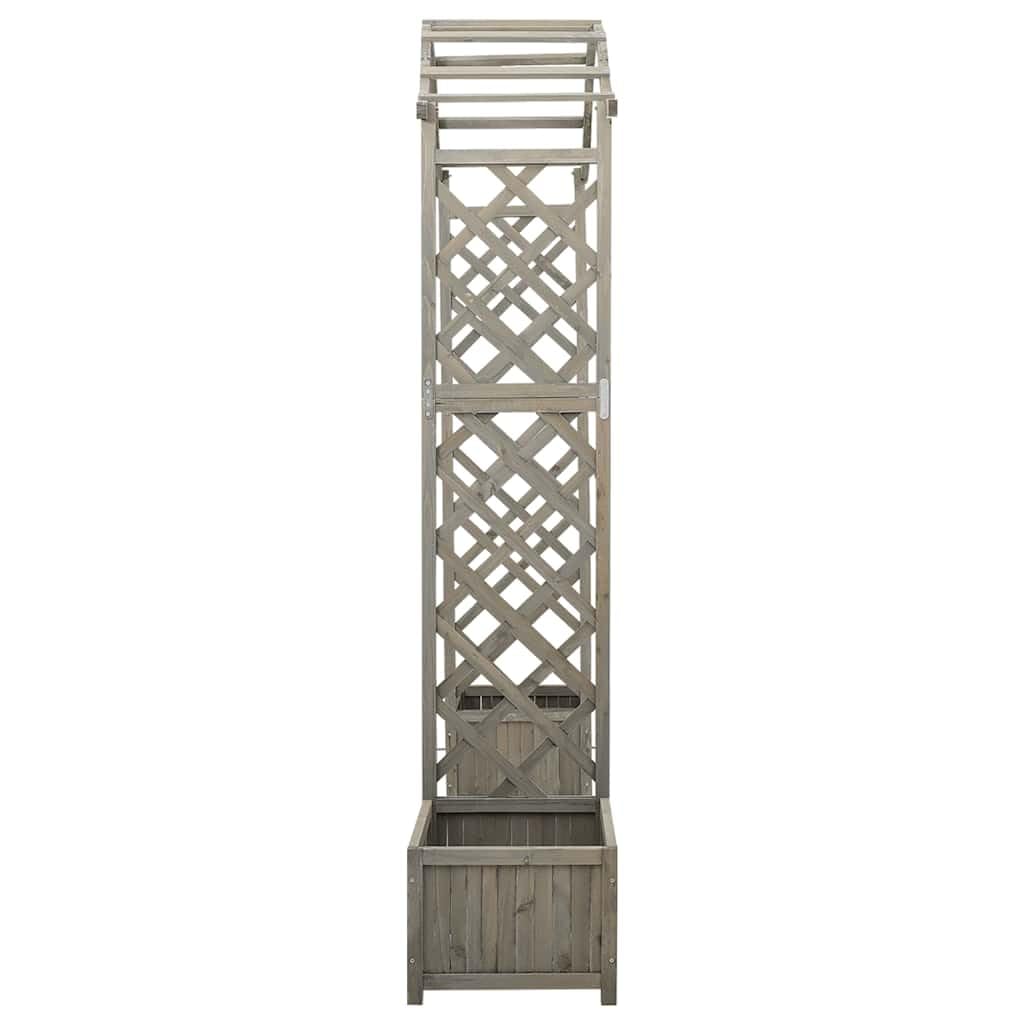 Solid Firwood Garden Pergola with Decorative Inlays and Planter Natural Wood Garden Structure for Outdoor Patio Decor