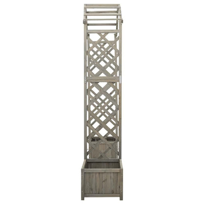 Solid Firwood Garden Pergola with Decorative Inlays and Planter Natural Wood Garden Structure for Outdoor Patio Decor