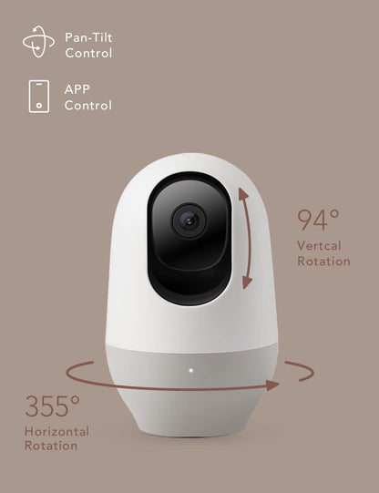 nooie Baby Monitor with Camera 2 Pack,WiFi Baby Monitor Camera,360-degree1080P,Smart Baby Camera with Motion Tracking,Night Vision,Two Way Audio&Sound Detection,Works with Alexa,SD Card and Cloud
