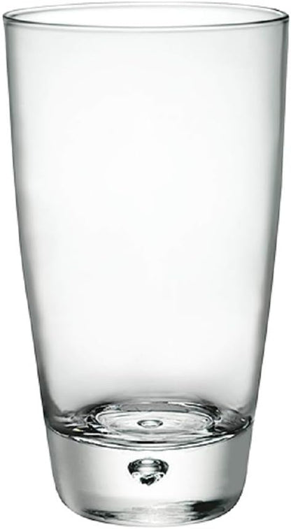 Bormioli Rocco Luna Set Of 4 Cooler Glasses, 15.25 Oz. Clear Crystal Glassware, Dishwasher Safe, Made In Italy