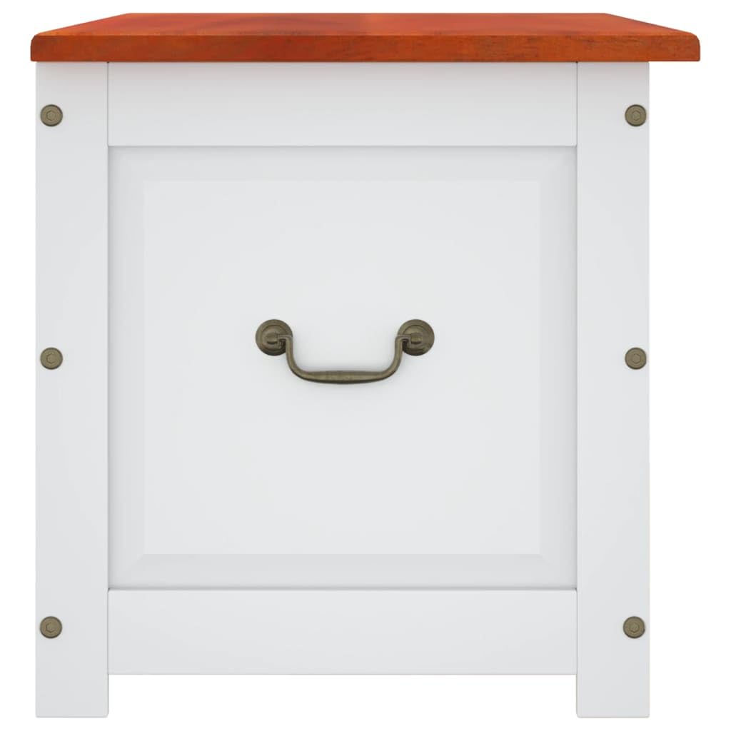 MNISDFL Brown and White Solid Acacia Wood Storage Chest with Gas Lift Lid, 43.3 x 21.7 x 22.4 in Retro Chic Design for Living Room Bedroom Hallway, Multi-Purpose Organizer