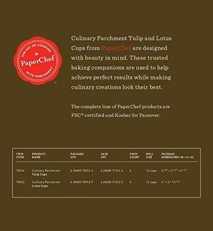 Parchment Lotus Baking Cups - Easy Release, Non-Stick Paper, 12 Count