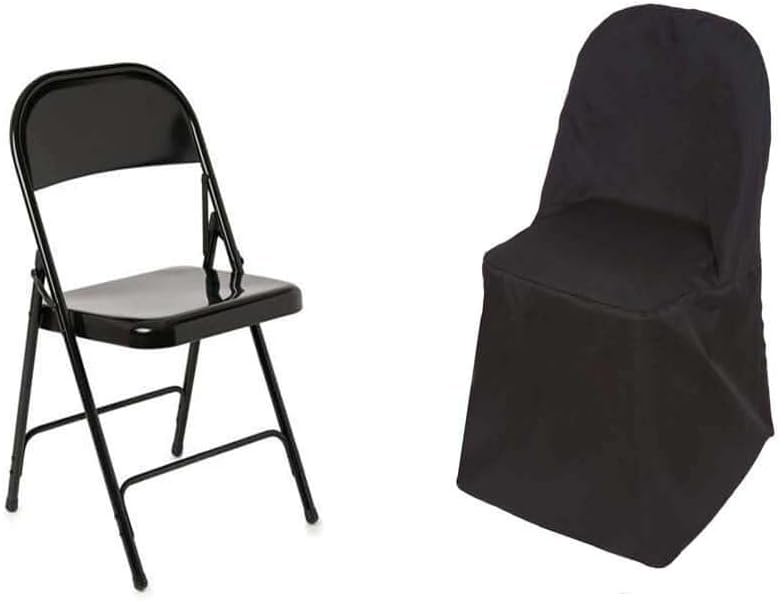 1 Set Efavormart Black Linen Polyester Folding Chair Covers for Dining Chairs Party Wedding Banquet Outdoor Event