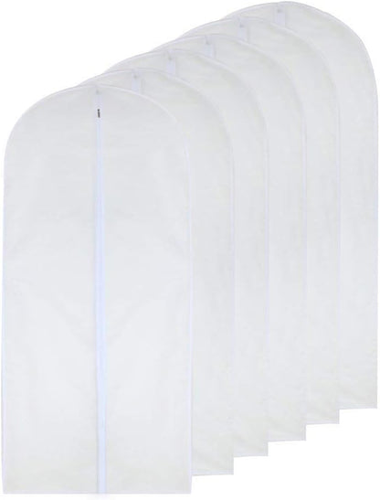 Garment Bag Clear 24'' x 48'' Long Suit Dust Cover for Dance Dress Clothes, Pack of 6