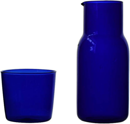 Tiktalk Set 19oz/550ml(Blue) Bedside Water Carafe Glass Mouthwash Bottle Decorative for Bathroom