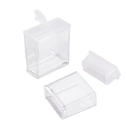 FASHEWELRY 20Pcs 1x1” Plastic Flip Top Seed Bead Small Storage Containers Diamond Painting Box Rectangle Transparent Box Organizers for 5D Embroidery Diamond drill, Nail art & Glitter