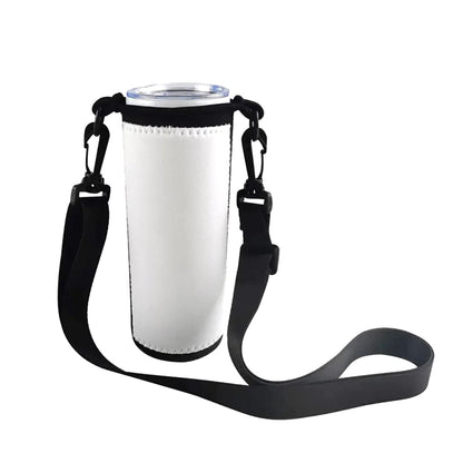 QOMOLANGMA 10pcs Sublimation Blanks Water Bottle Carrier Holder Tumbler Bag Carrier Neoprene Tumbler Sleeve Sublimation Tumbler Cup Carrier Pouch with Shoulder Strap for Heat Press Trasnfer Printing