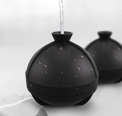 Samuelworld Large Ice Ball Maker with Lid, 4 x 2.5 Inch Round Silicone Ice Ball Mold, BPA Free, Easy To Fill Round Silicone Ice Tray, Craft Ice Maker for Whiskey, Cocktails, Gifting - Black