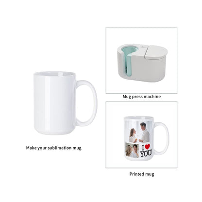 PYD Life 24 Pack Sublimation Mugs Blank 15 OZ Bulk with Box White Ceramic Photo Coffee Cups for Cricut Mug Press and Tumbler Heat Press Print