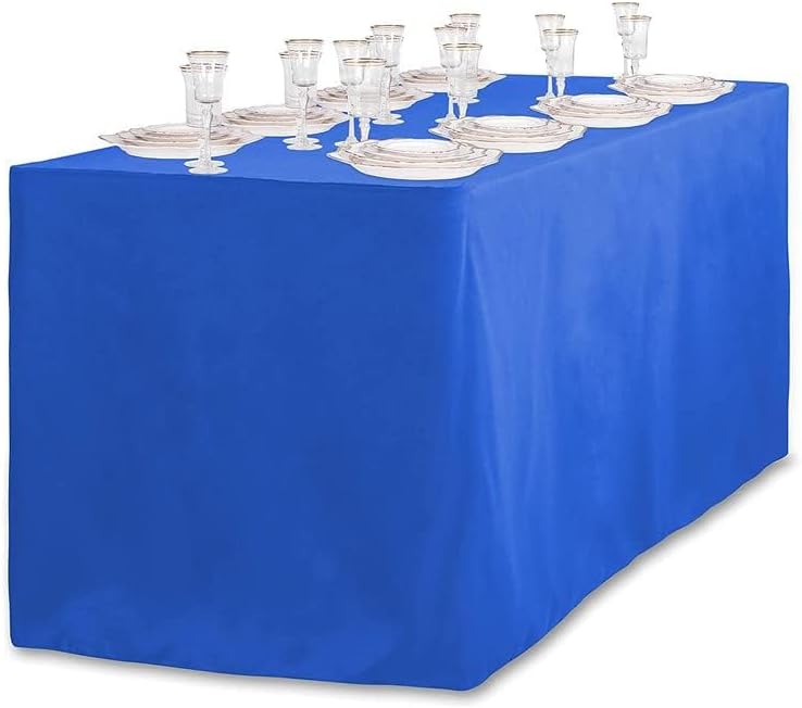 BEEKAY 1 4 3 48" Inch 24" Inch Pc Feet Royal Blue Fitted Open Back Rectangular Sided Table Cloth X Polyester Washable