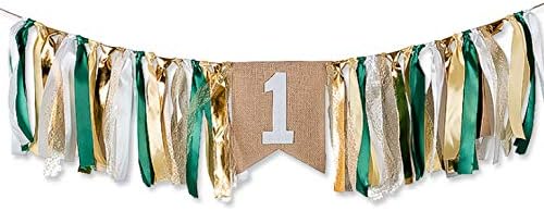 1st Field Green Style Highchair Banner Baby Girls Boys Birthday Party High Chair Bunting Garland Decoration (Grassland