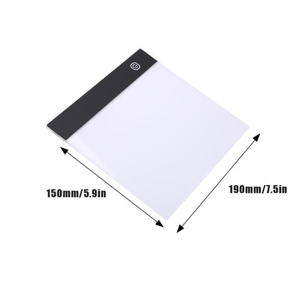 A5 LED Light Box, Tracing Board Drawing Pad Thin Art Stencil Tracer Tablet Copy Table Adjustable Brightness for DIY Diamond Painting Weeding Artists Sketching Animation Embossing Sewing Projects