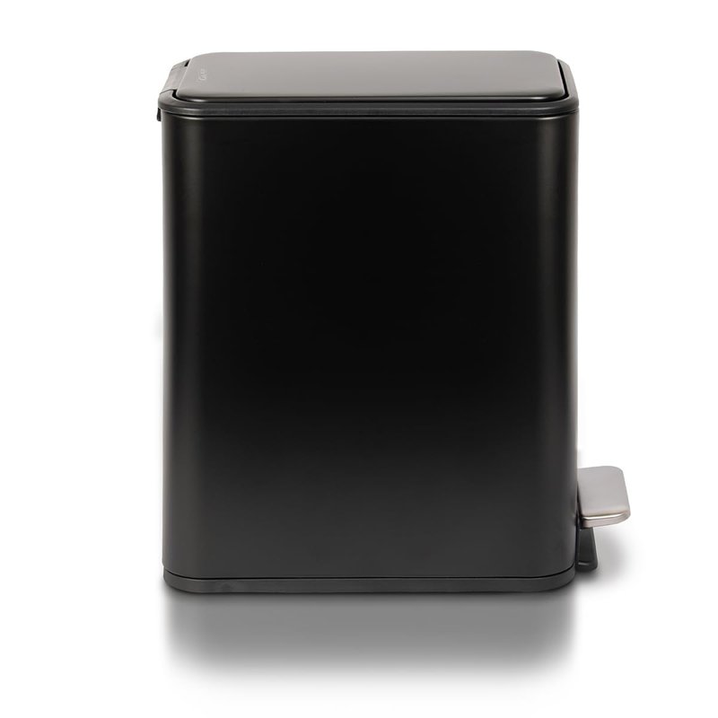 Glad Slim Bathroom Trash Can - Small Garbage Pail with Soft Close Lid & Step Foot Pedal | Narrow Black Metal Waste Basket with Removable Inner Bucket, 2.6 Gallon
