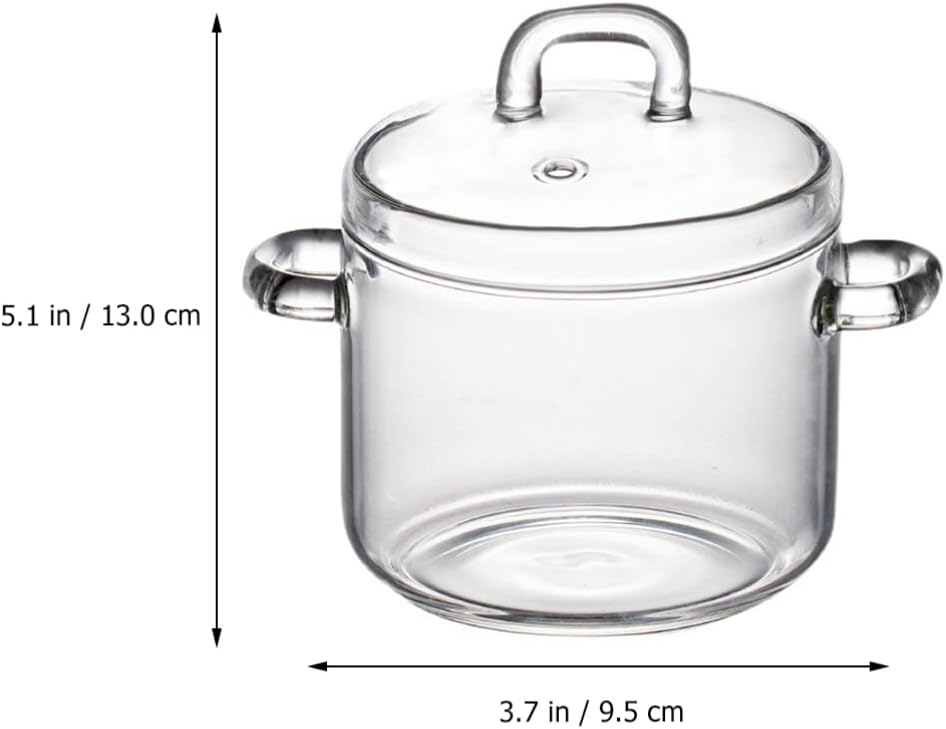 DOITOOL Saucepan with Cover 350ML, Resistant Cooking Pot with Lid, Clear Stovetop Cookware Set for Milk, Pasta, Soup