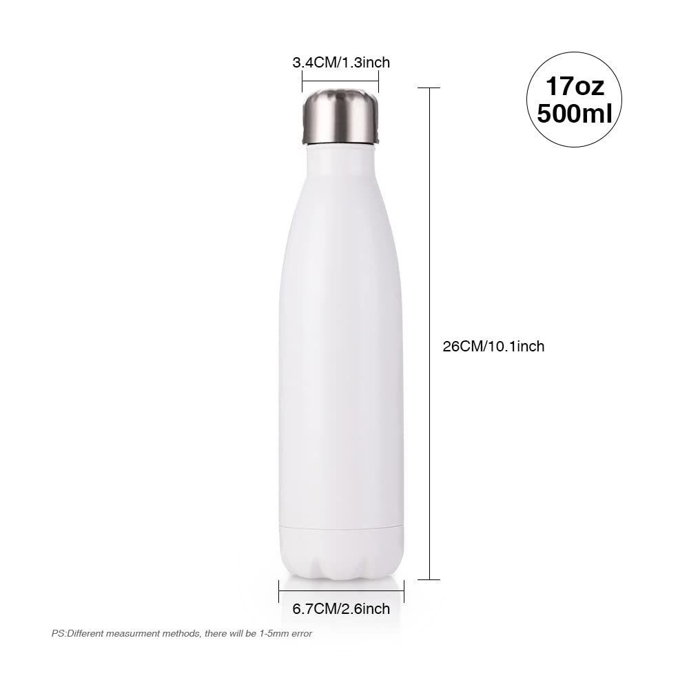 PYD Life 17 OZ Sublimation Sports Water Bottles Blanks White Stainless Steel Tumbler Vacuum Flasks with Lid for Tumbler Heat Press Sublimation Oven Printing 4 Pack