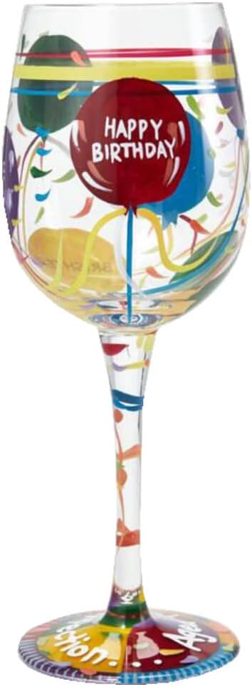 Lolita Aged to Perfection Artisan Painted Birthday Wine Glass